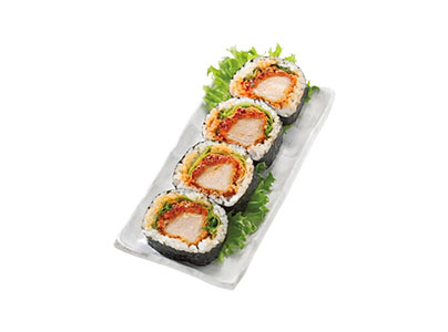 旨辛なヤンニョムソースで食べるヒレカツ巻
