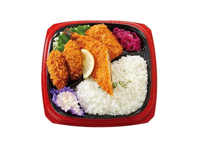 海の幸ミックスフライ弁当<br />
（かき、サンマ、クリーミーコロッケかに入）